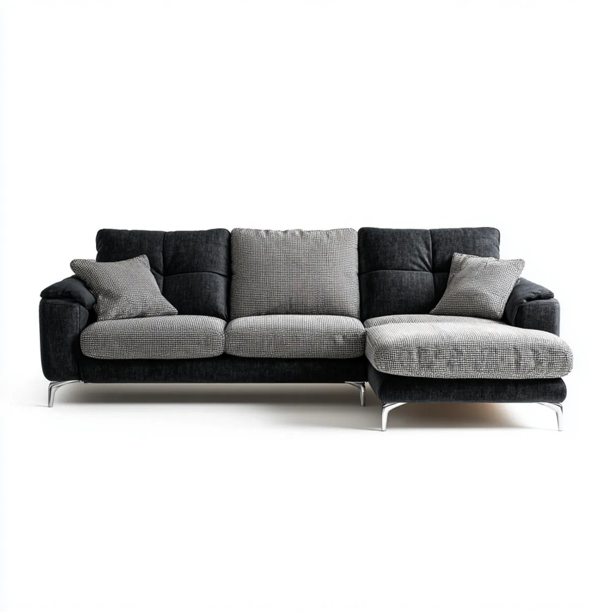 Canapé d'angle 3 places avec méridienne droite gris anthracite en polyester 280 x 165 x 90 cm
