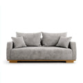 Canapé 3 places gris clair en polyester côtelé avec base en pin massif 220 x 95 x 86 cm