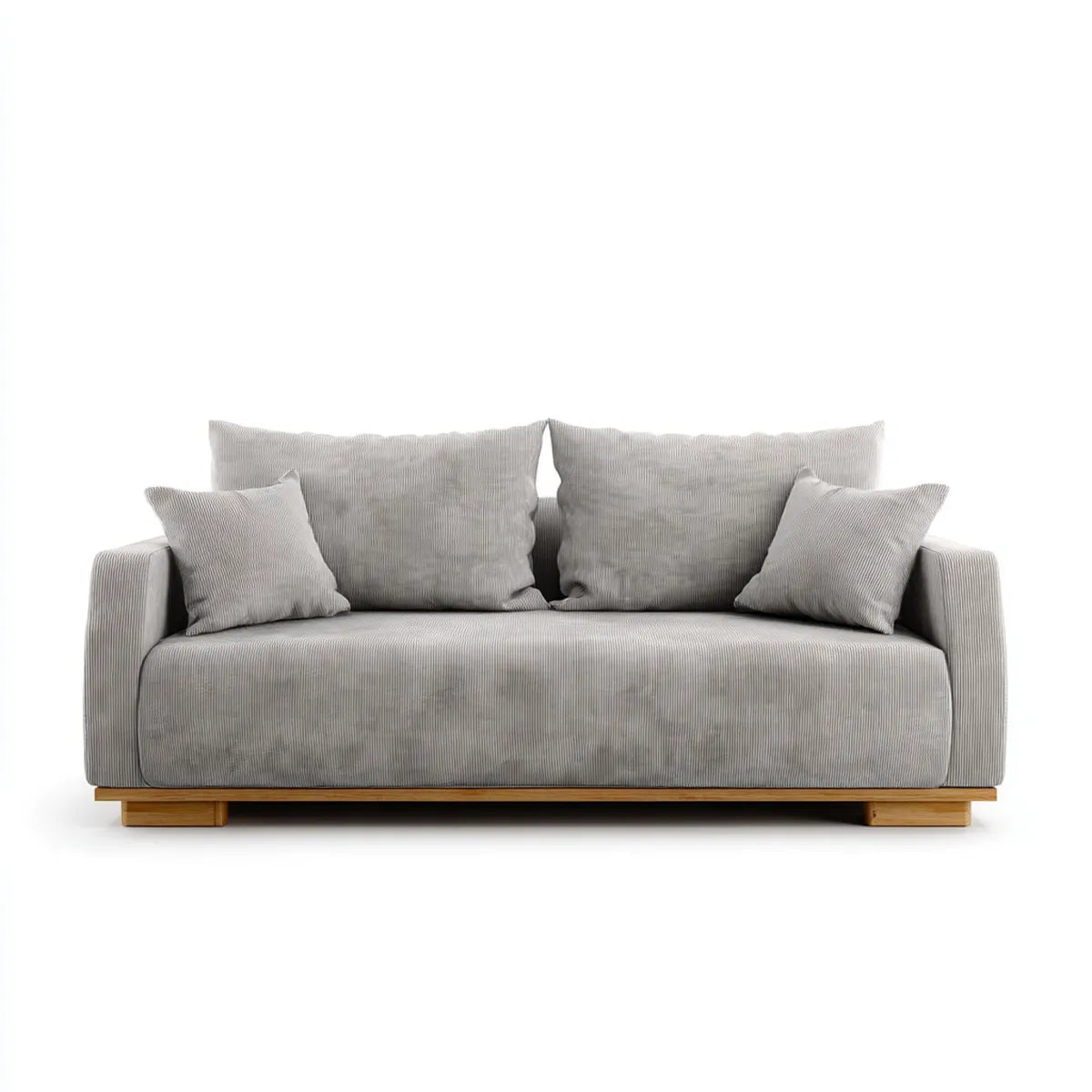 Canapé 3 places gris clair en polyester côtelé avec base en pin massif 220 x 95 x 86 cm