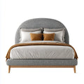 Lit double 160 x 200 cm gris en polyester avec structure en bois d'ingénierie et tête de lit arrondie