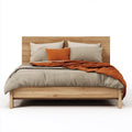 Lit double 160 x 200 cm chêne naturel en bois massif rectangulaire