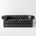 Canapé Chesterfield 2 places noir 180 x 90 x 75 cm en cuir synthétique PU rectangulaire