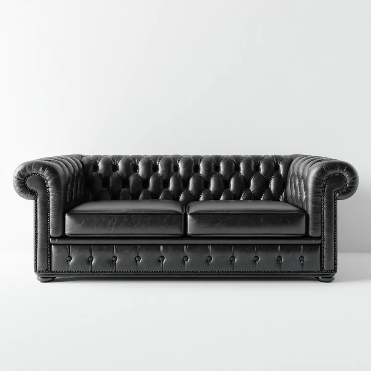 Canapé Chesterfield 2 places noir 180 x 90 x 75 cm en cuir synthétique PU rectangulaire