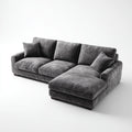 Canapé d'angle droit 4 places gris en velours côtelé polyester 270 x 170 x 85 cm