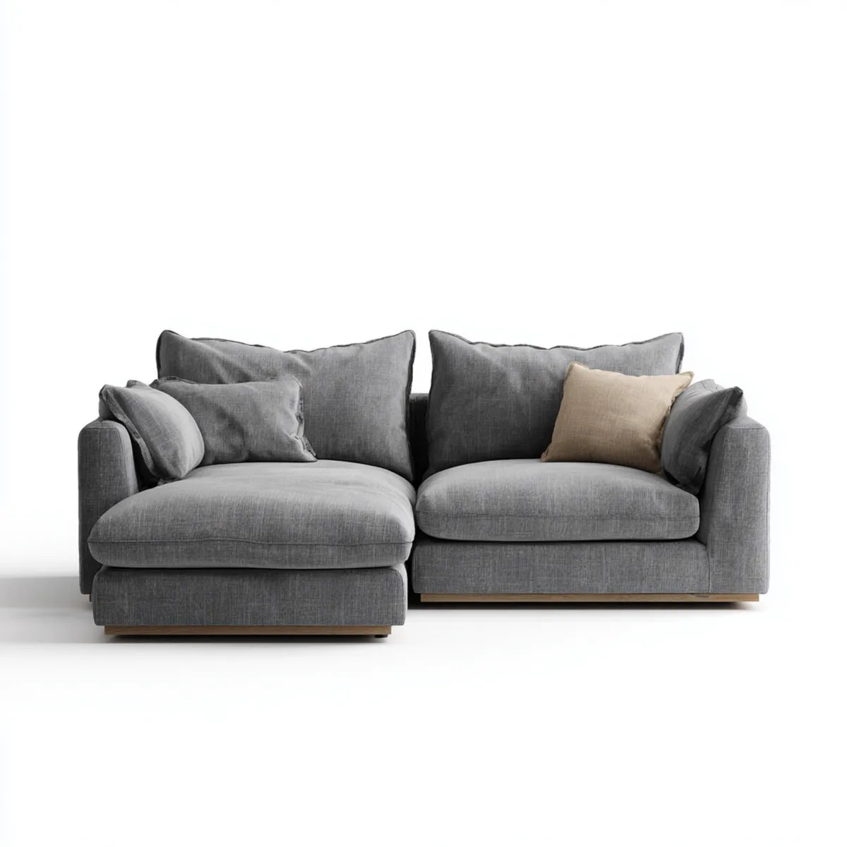 Canapé d'angle avec méridienne gauche gris foncé 250 x 160 cm en polyester forme L