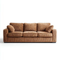 Canapé 3 places droit marron en velours côtelé polyester 220 x 90 x 85 cm