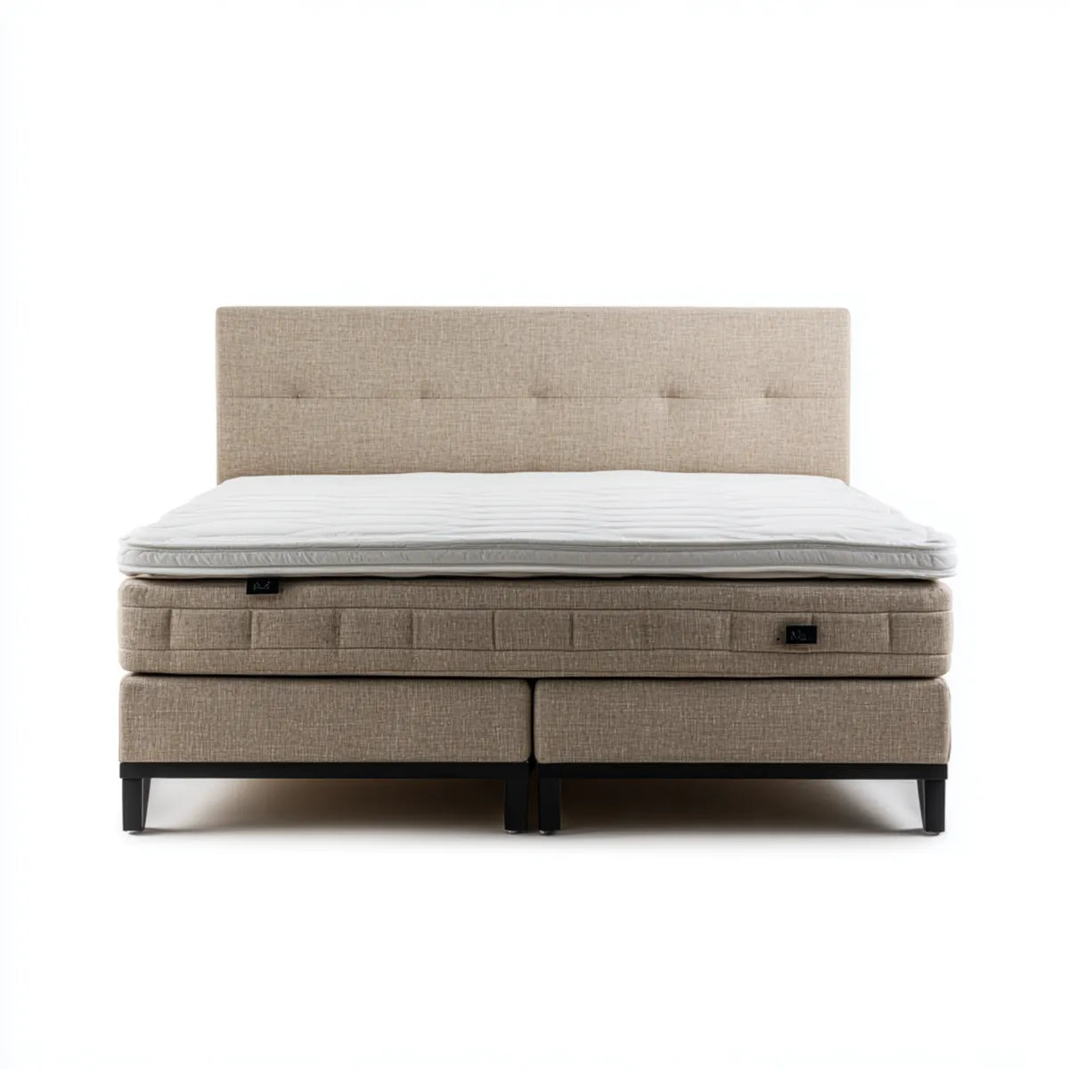 Lit double boxspring beige 180 x 200 cm en polyester forme rectangulaire