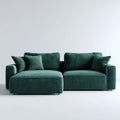 Canapé d'angle 3 places avec méridienne gauche vert foncé en polyester 260 x 160 x 85 cm