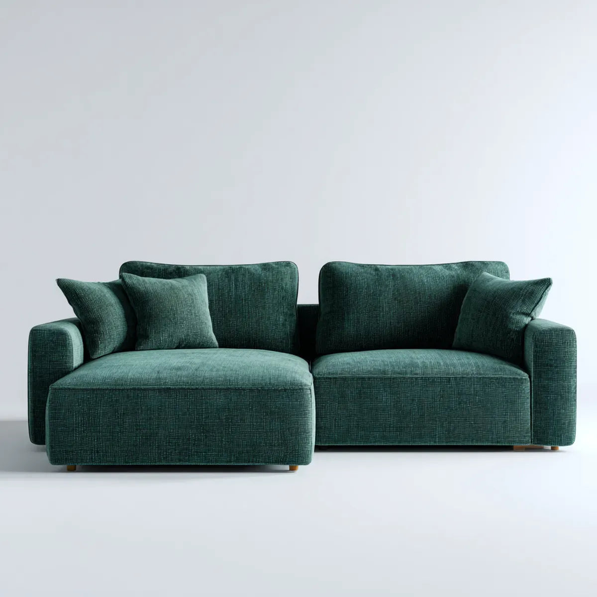 Canapé d'angle 3 places avec méridienne gauche vert foncé en polyester 260 x 160 x 85 cm