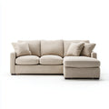 Canapé d'angle droit 3 places beige en polyester 250 x 160 x 85 cm