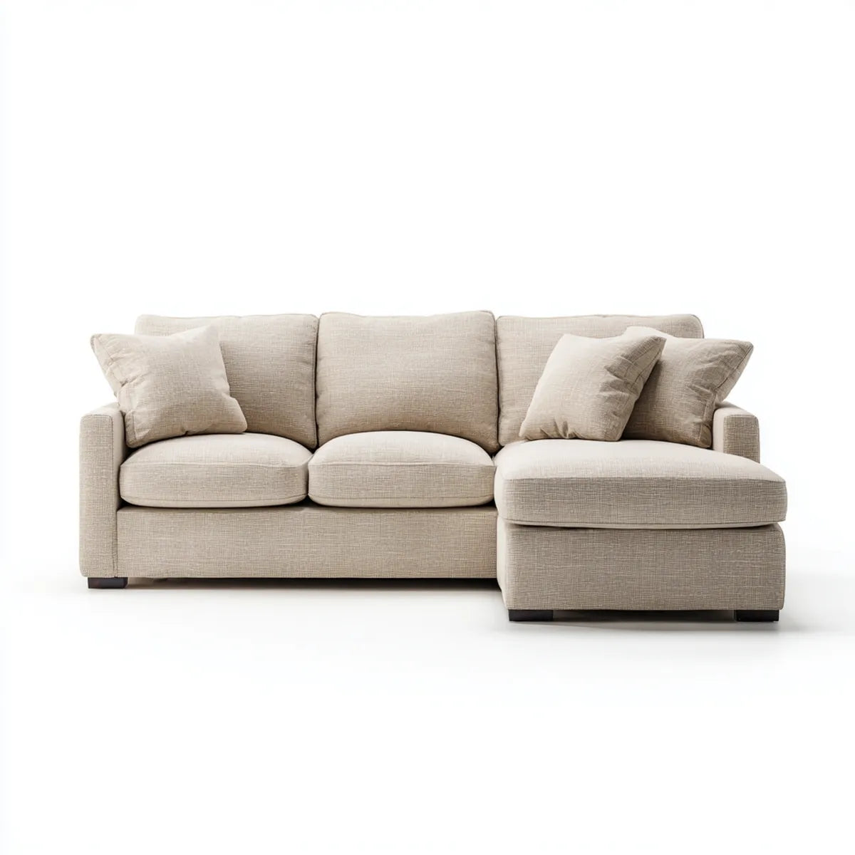 Canapé d'angle droit 3 places beige en polyester 250 x 160 x 85 cm