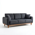 Canapé 3 places gris anthracite en velours polyester matelassé 220 x 90 x 85 cm