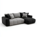 Canapé d'angle fixe avec méridienne noir et gris en polyester 270 x 165 x 85 cm