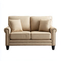 Canapé 2 places beige 152 x 86 x 91 cm en polyester forme droite